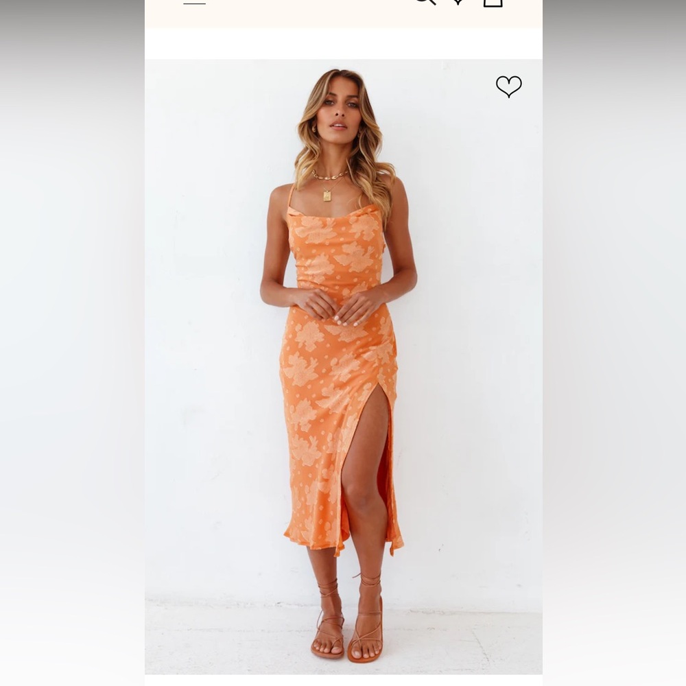 Orange midi dress